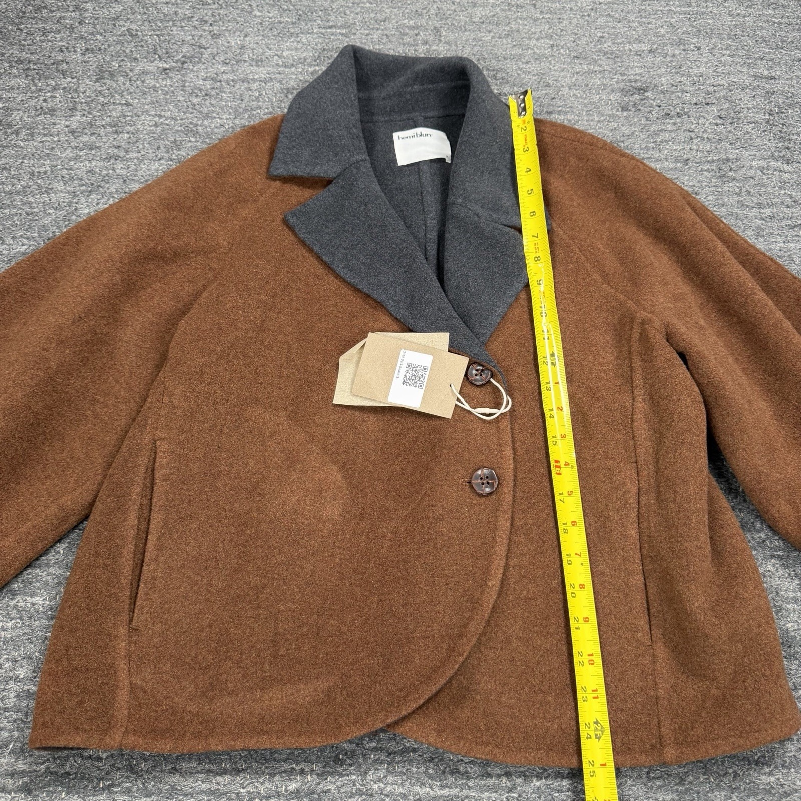 Hemi Blurr Wool Coat Women Small Brown Oversized Boxy Statement Quiet Luxury — image 7 of 8